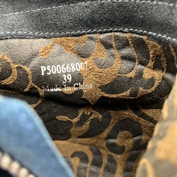 Fly London Yex Blue Suede Fold over Wedge Ankle Boots Eur 39 US 8.5 Comfort - Picture 12 of 12